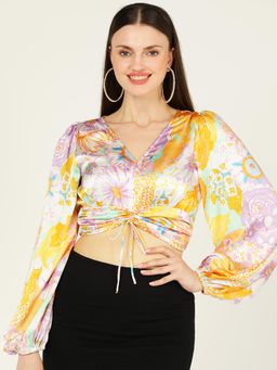 Dodo & Moa - Women Western Wear Crop Top - Multi-Color