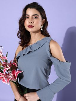 Dodo & Moa - Women Western Wear Tops - Grey