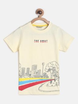 Tales & Stories - Yellow Round Neck Half Sleeve Cotton T-Shirt For Boys