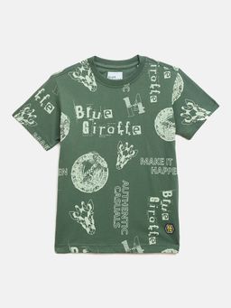 Blue Giraffe - Green Printed T-Shirt