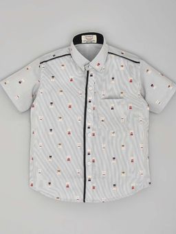 YOUMAA - Grey Printed Shirt