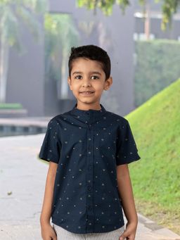 YOUMAA - Blue Printed Shirt