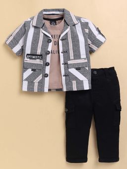 Little Collars - Black Stripes Shirt with T-Shirt and Pant (Set of 3)