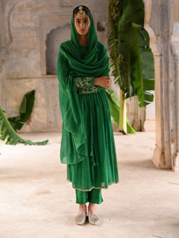 DEEPTHEE - Green Gather Anarkali (Set of 3)