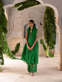 DEEPTHEE - Green Straight Angarkha (Set of 3)