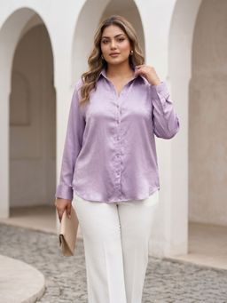 Qurvii - Lavender Satin Crush Shirt