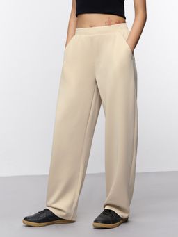 The Souled Store - Slim Vanilla Cream Women Trouser