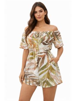 NOBARR - Womens Printed Off-Shoulder Playsuit Multicolour
