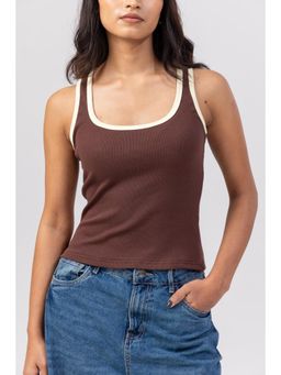 PAST MODERN - Brown And Butter Dual Tank Top