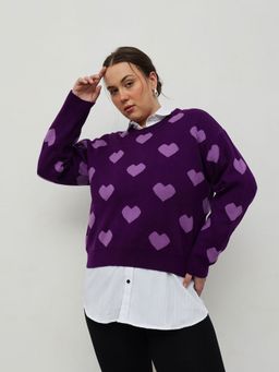 CURVY STREET - Jacquard Purple Sweater