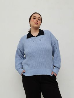 CURVY STREET - Acrylic Blue Sweater