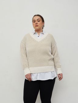 CURVY STREET - Acrylic Beige Sweater