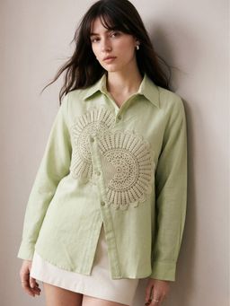 Outzidr - Sea Green Relaxed Fit Shirt