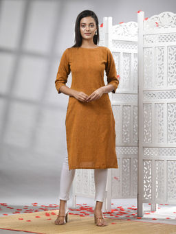 Angoshobha - Mustard Cotton Handwoven Kurti