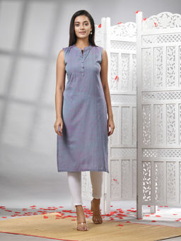 Angoshobha - Grey Cotton Handwoven Kurti