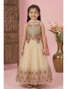Lagorii - Beige Embroidered Lehenga Choli with Dupatta