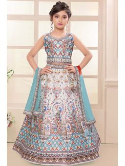 Lagorii - Multi-Color Peacock Printed Lehenga Choli with Dupatta