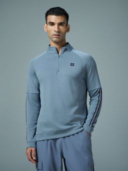 Technosport - Blue Men Solid Slim Fit High Neck Sports Sweatshirt