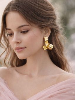 Digital Dress Room - Women Gold Plated Abstract Statement Drop Earrings