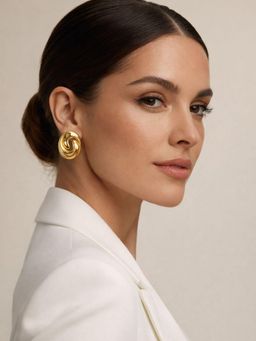 Digital Dress Room - Women Gold Plated Swirl Stud Earrings