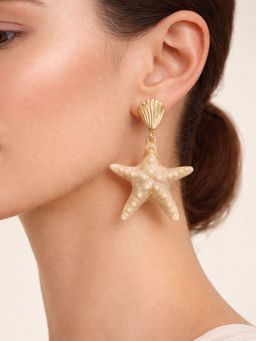 Digital Dress Room - Women Gold Plated Shell and Starfish Drop Earrings