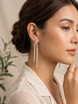 Kraft Smiths - Women Criss-Cross Baguette Drop Earrings