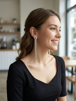 Kraft Smiths - Women Rivva Extra Long Party Drop Earrings