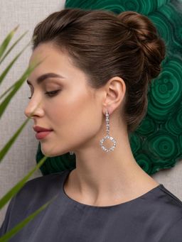 Kraft Smiths - Women White Stone Round Drop Earrings