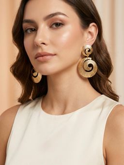 Kraft Smiths - Women Gold Spiral Modern Drop Earrings