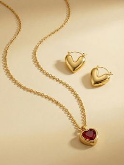 Palmonas - Women Red Elegant Heart Allure Jewellery Set
