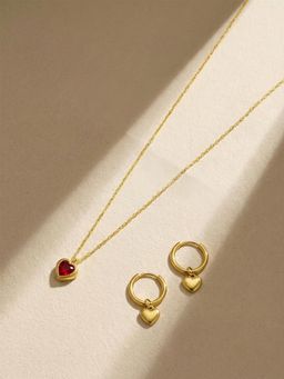 Palmonas - Women Red Modern Heart Accent Jewellery Set