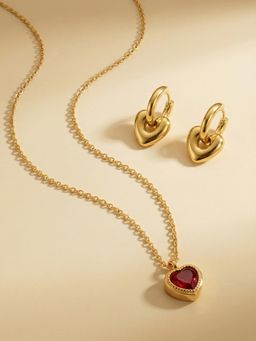 Palmonas - Women Red True Bond Heart Charm Jewellery Set