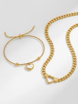 Palmonas - Women White Glowing Heart Jewellery Set