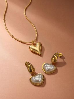 Palmonas - Women Blush Heart and Pearl Charm Jewellery Set