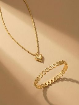 Palmonas - Women Gold Blush Heart Whisper Jewellery Set