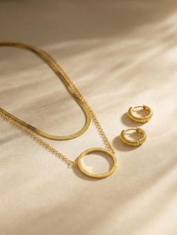 Palmonas - Women Gold Halo Link Jewellery Set