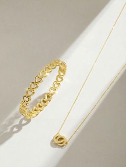Palmonas - Women Gold Modern Heart Connection Jewellery Set