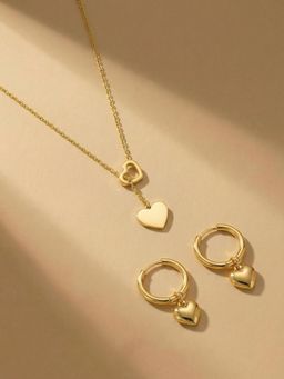 Palmonas - Women Gold Soft Heart Charm Jewellery Set