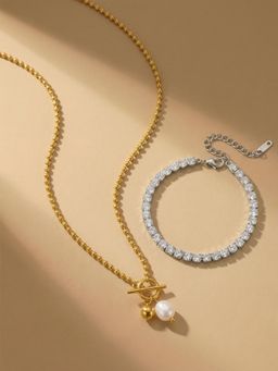 Palmonas - Women Pearl Detailing Graceful Signature Jewellery Set