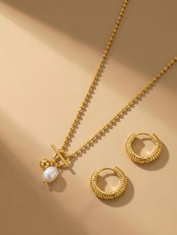 Palmonas - Women Classic Textured Pearl Jewellery Set