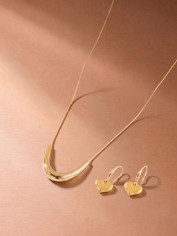 Palmonas - Women Gold Arc and Heart Jewellery Set