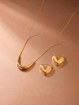 Palmonas - Women Gold Minimalist Heart Jewellery Set