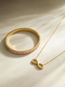 Palmonas - Women Iconic Pink Refined Finish Jewellery Set
