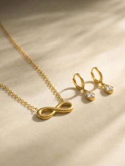 Palmonas - Women White Heart Stone Statement Link Jewellery Set