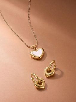 Palmonas - Women Dual Tone Linked Love Heart Jewellery Set
