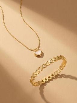 Palmonas - Women Minimal White Heart Jewellery Set