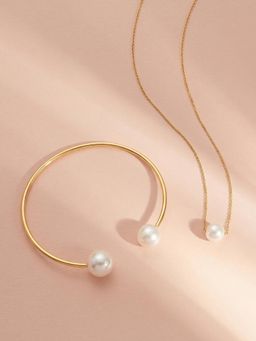Palmonas - Women Bold White Pearl Whisper Jewellery Set