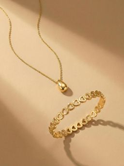 Palmonas - Women Golden Signature Heart Jewellery Set