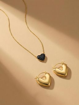 Palmonas - Women Black Bold Heart Lume Jewellery Set