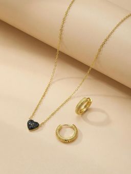 Palmonas - Women Black Noir Heartline Jewellery Set